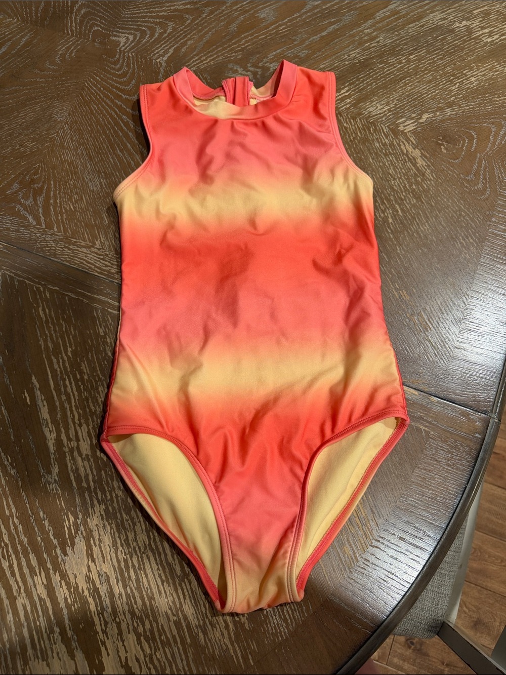 Cat & Jack Coral to Yellow Girls Gradient One-Piece Swimsuit
